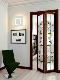 Двери гармошка с витражным декором Балашиха